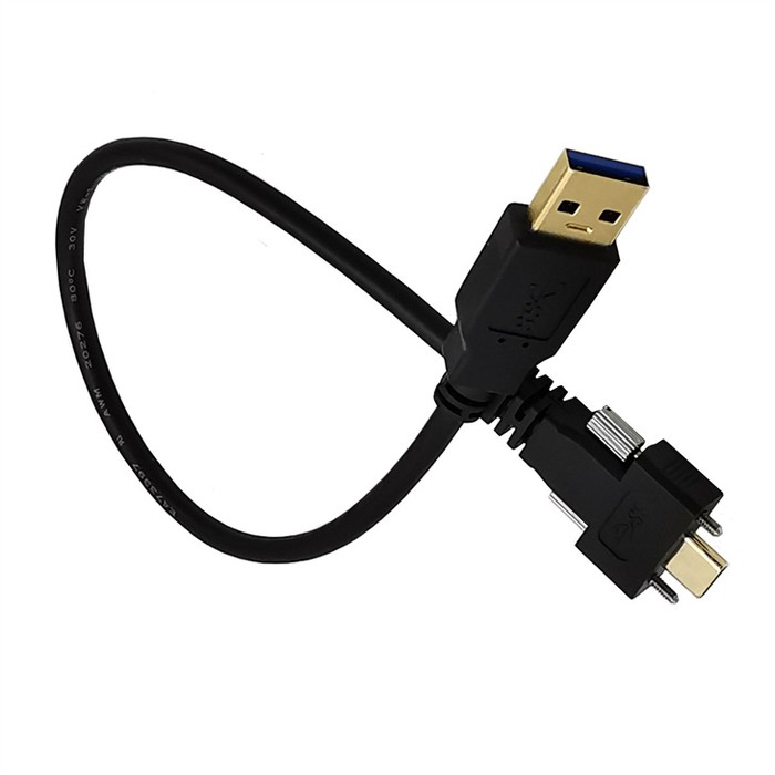 USB-A 3.0 Male to USB-C 3.1 Dual Screw Locking Data Panel Mount Cable USB-A 3.0 Male to USB-C 3.1 Dual Screw Locking Data Panel Mount Cable