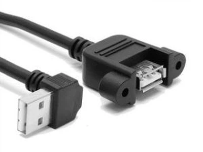 Panel de montaje USB 2.0 una hembra a USB macho a Cable de extensión del enchufe de ángulo